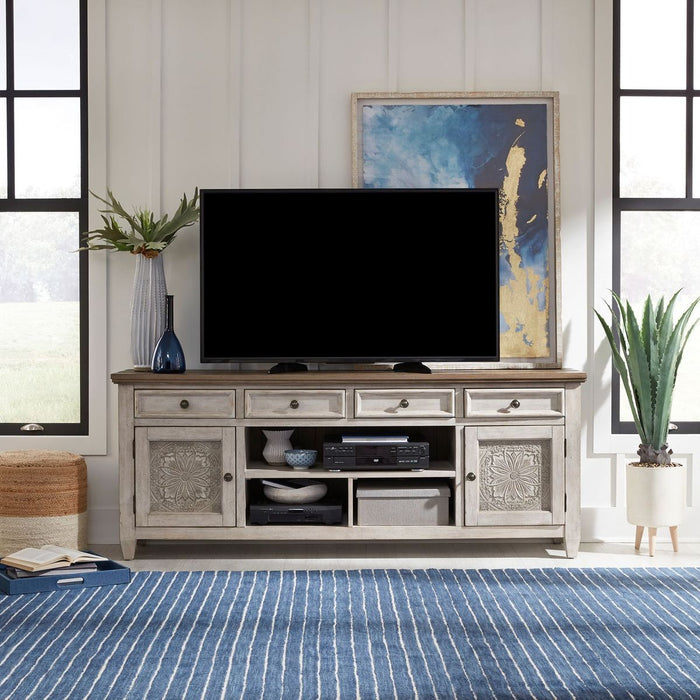 Liberty Heartland 76" Tile TV Console in Antique White - Furniture 4 Less (Jacksonville, NC)
