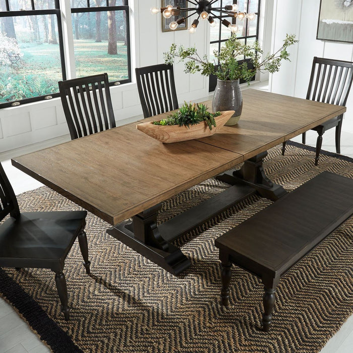 Liberty Furniture Harvest Home Trestle Dining Table in Chalkboard - Furniture 4 Less (Jacksonville, NC)
