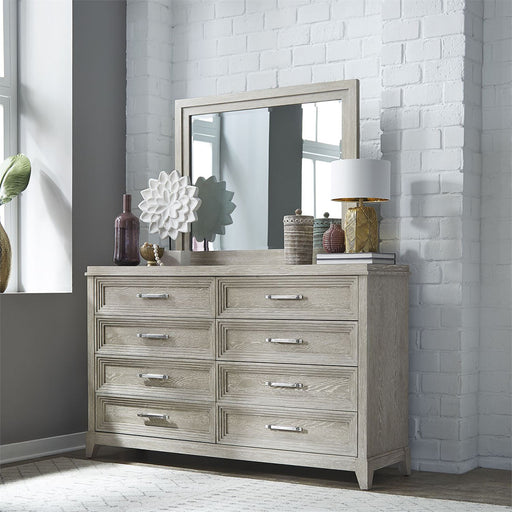Liberty Furniture Belmar 8 Drawer Dresser in Washed Taupe and Silver Champagne - Furniture 4 Less (Jacksonville, NC)