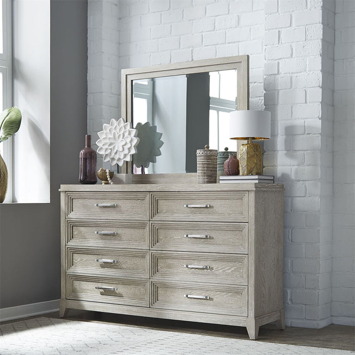Liberty Furniture Belmar 8 Drawer Dresser in Washed Taupe and Silver Champagne - Furniture 4 Less (Jacksonville, NC)