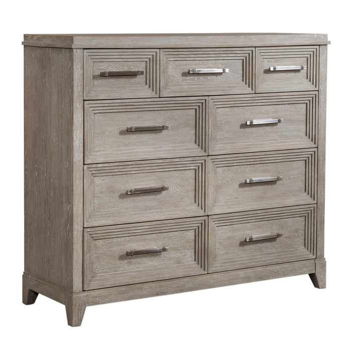 Belmar 9 Drawer Bureau Dresser in Washed Taupe and Silver Champagne - Furniture 4 Less (Jacksonville, NC)