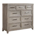 Belmar 9 Drawer Bureau Dresser in Washed Taupe and Silver Champagne - Furniture 4 Less (Jacksonville, NC)