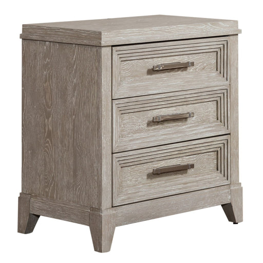 Belmar 3 Drawer Nightstand in Washed Taupe and Silver Champagne - Furniture 4 Less (Jacksonville, NC)