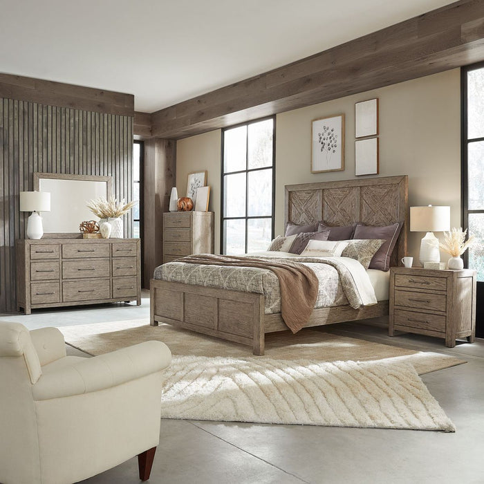 Liberty Furniture Skyview Lodge King Panel Bed in Cobblestone - Furniture 4 Less (Jacksonville, NC)