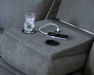 Side-Swipe Reclining Sofa with Drop Down Table - Furniture 4 Less (Jacksonville, NC)