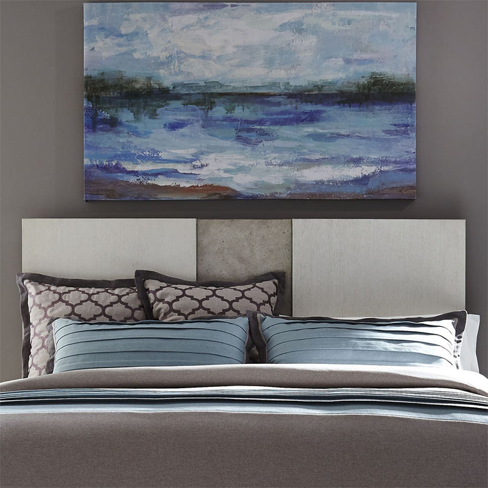 Liberty Furniture Mirage Cal King Travertine Panel Bed in Wirebrushed White - Furniture 4 Less (Jacksonville, NC)