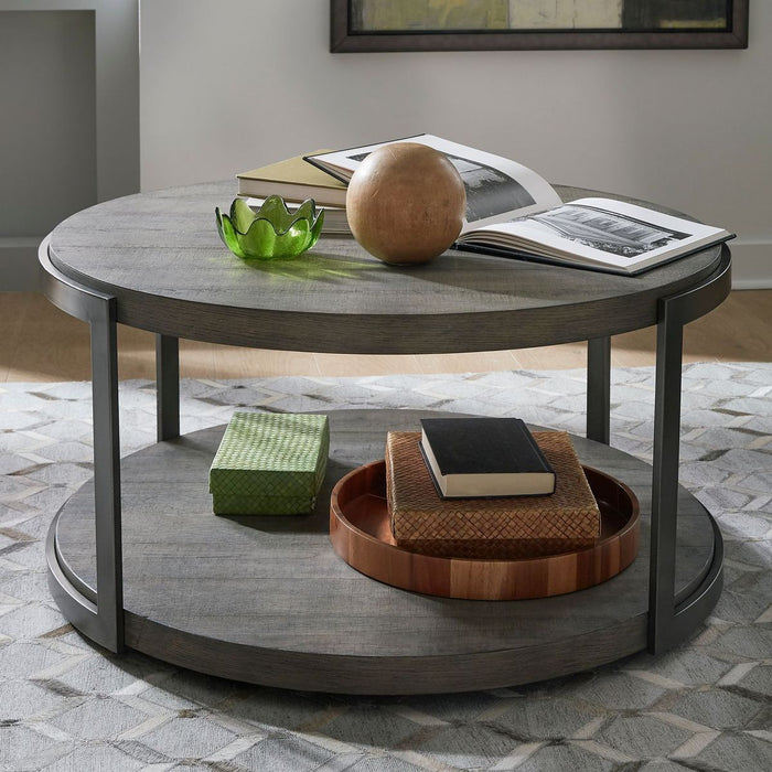 Liberty Furniture Modern View Round Cocktail Table in Gray - Furniture 4 Less (Jacksonville, NC)