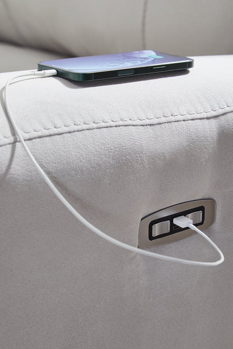 Social Pointe Reclining Sectional with Storage Console - Furniture 4 Less (Jacksonville, NC)