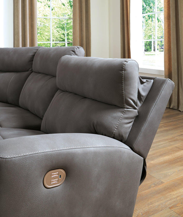 Next-Gen DuraPella Power Reclining Sectional Loveseat with Console - Furniture 4 Less (Jacksonville, NC)