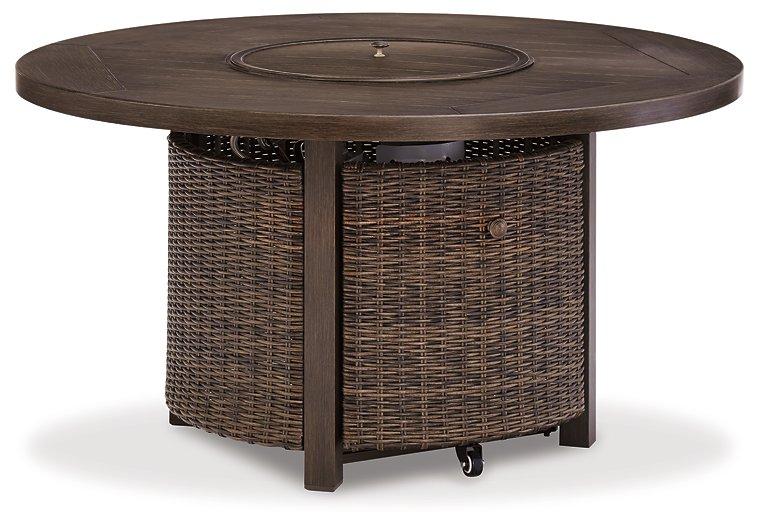 Paradise Trail Paradise Trail Fire Pit Table with 4 Nuvella Swivel Lounge Chairs - Furniture 4 Less (Jacksonville, NC)