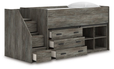 Frandern Loft Bed with Bookcase and Drawer Storage - Furniture 4 Less (Jacksonville, NC)
