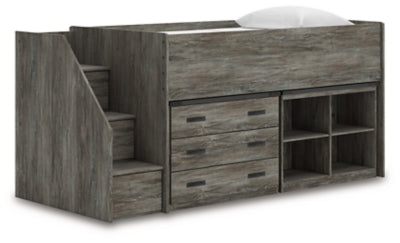 Frandern Loft Bed with Bookcase and Drawer Storage - Furniture 4 Less (Jacksonville, NC)