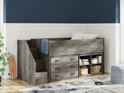 Frandern Loft Bed with Bookcase and Drawer Storage - Furniture 4 Less (Jacksonville, NC)