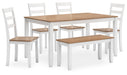 Gesthaven Dining Table with 4 Chairs and Bench (Set of 6) - Furniture 4 Less (Jacksonville, NC)