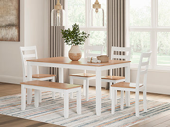 Gesthaven Dining Table with 4 Chairs and Bench (Set of 6) - Furniture 4 Less (Jacksonville, NC)