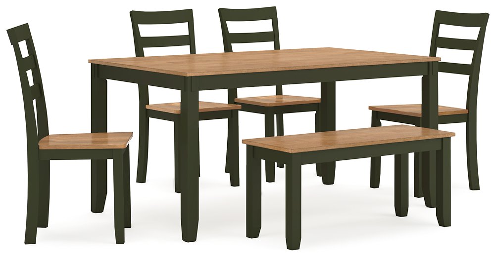 Gesthaven Dining Table with 4 Chairs and Bench (Set of 6) - Furniture 4 Less (Jacksonville, NC)