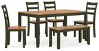 Gesthaven Dining Table with 4 Chairs and Bench (Set of 6) - Furniture 4 Less (Jacksonville, NC)