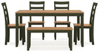 Gesthaven Dining Table with 4 Chairs and Bench (Set of 6) - Furniture 4 Less (Jacksonville, NC)