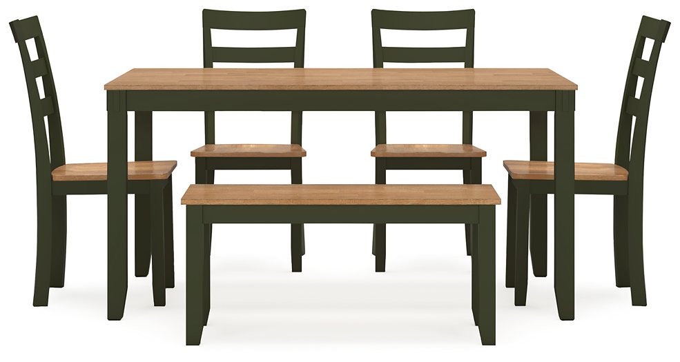 Gesthaven Dining Table with 4 Chairs and Bench (Set of 6) - Furniture 4 Less (Jacksonville, NC)
