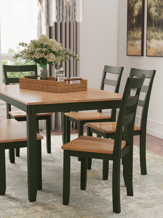 Gesthaven Dining Table with 4 Chairs and Bench (Set of 6) - Furniture 4 Less (Jacksonville, NC)