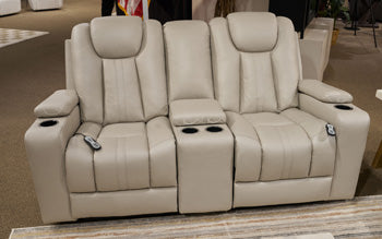 Elevate Edges Glider Reclining Loveseat with Console - Furniture 4 Less (Jacksonville, NC)
