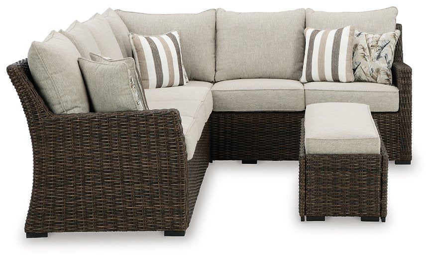 Brook Ranch Outdoor Sofa Sectional/Bench with Cushion (Set of 3) - Furniture 4 Less (Jacksonville, NC)