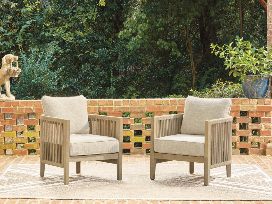 Spooners Cove Outdoor Lounge Chair with Cushion (Set of 2) - Furniture 4 Less (Jacksonville, NC)