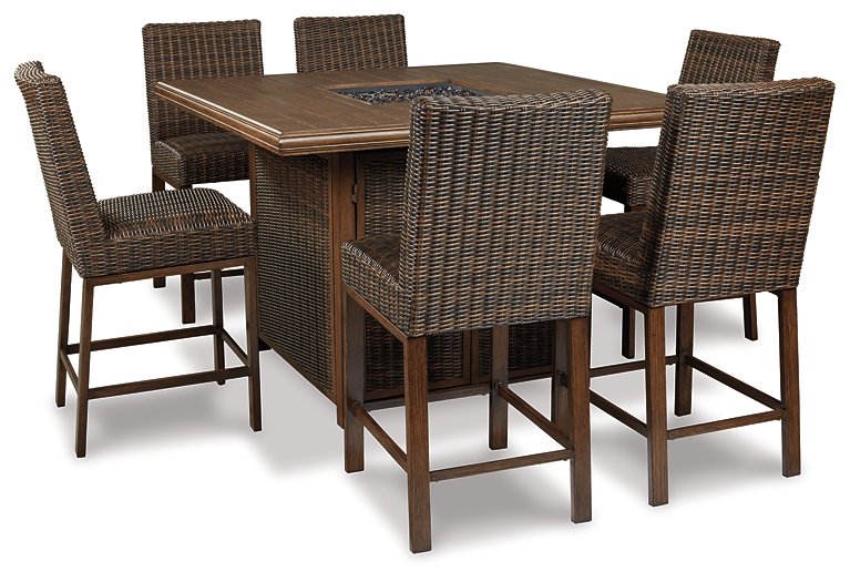 Paradise Trail Outdoor Counter Height Dining Table with 4 Barstools - Furniture 4 Less (Jacksonville, NC)