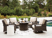 Paradise Trail Paradise Trail Fire Pit Table with 4 Nuvella Swivel Lounge Chairs - Furniture 4 Less (Jacksonville, NC)