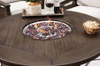 Paradise Trail Paradise Trail Fire Pit Table with 4 Nuvella Swivel Lounge Chairs - Furniture 4 Less (Jacksonville, NC)