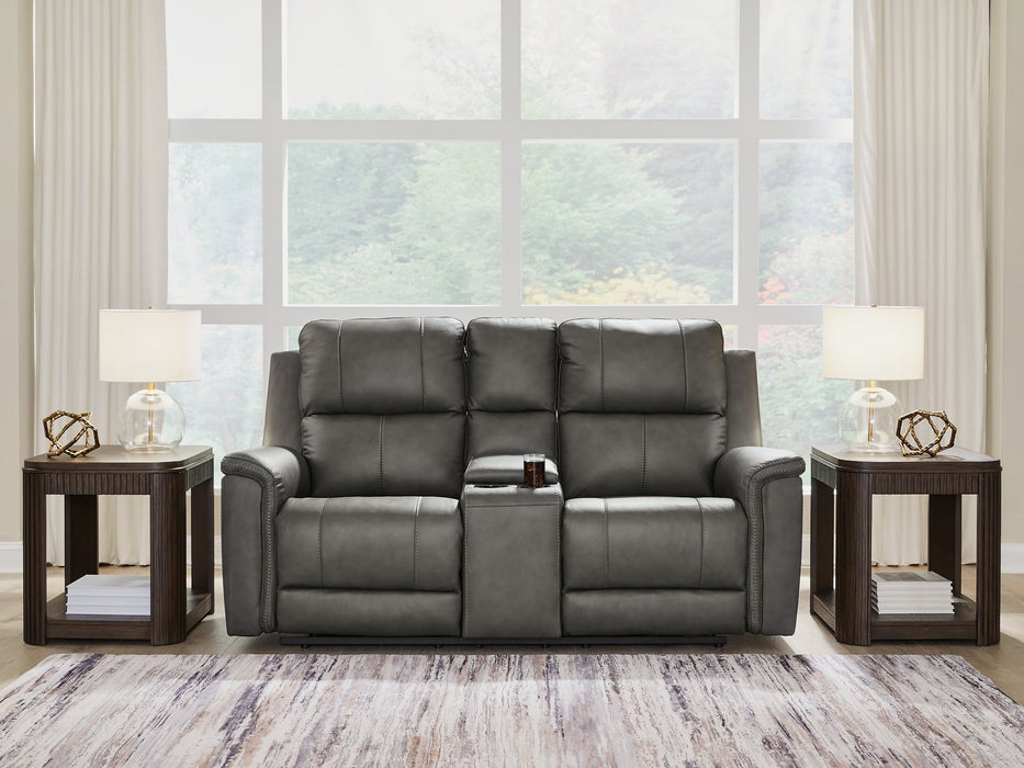 Bleckley Power Reclining Loveseat with Console - Furniture 4 Less (Jacksonville, NC)