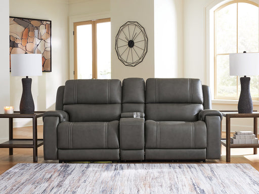 5Z - Pittson Power Reclining Sectional Loveseat with Console - Furniture 4 Less (Jacksonville, NC)