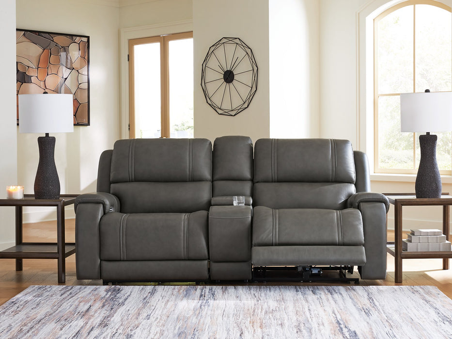 5Z - Pittson Power Reclining Sectional Loveseat with Console - Furniture 4 Less (Jacksonville, NC)