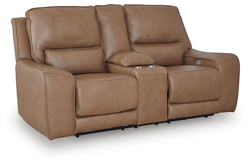 DeepWakes Power Reclining Loveseat with Console - Furniture 4 Less (Jacksonville, NC)