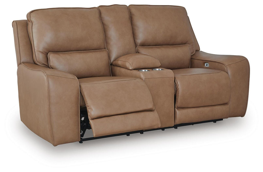 DeepWakes Power Reclining Loveseat with Console - Furniture 4 Less (Jacksonville, NC)