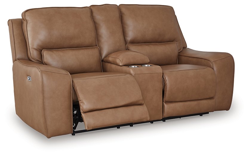 DeepWakes Power Reclining Loveseat with Console - Furniture 4 Less (Jacksonville, NC)