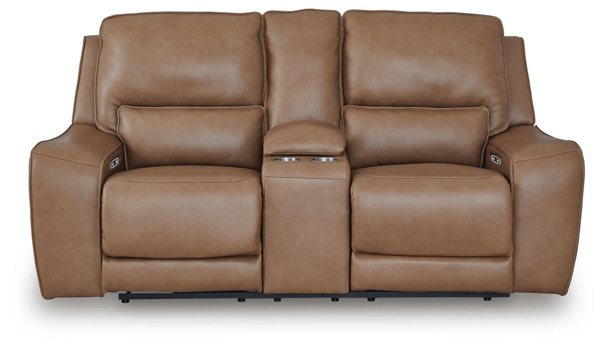 DeepWakes Power Reclining Loveseat with Console - Furniture 4 Less (Jacksonville, NC)