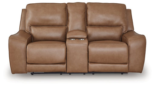 DeepWakes Power Reclining Loveseat with Console - Furniture 4 Less (Jacksonville, NC)