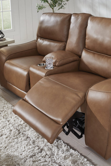 DeepWakes Power Reclining Loveseat with Console - Furniture 4 Less (Jacksonville, NC)