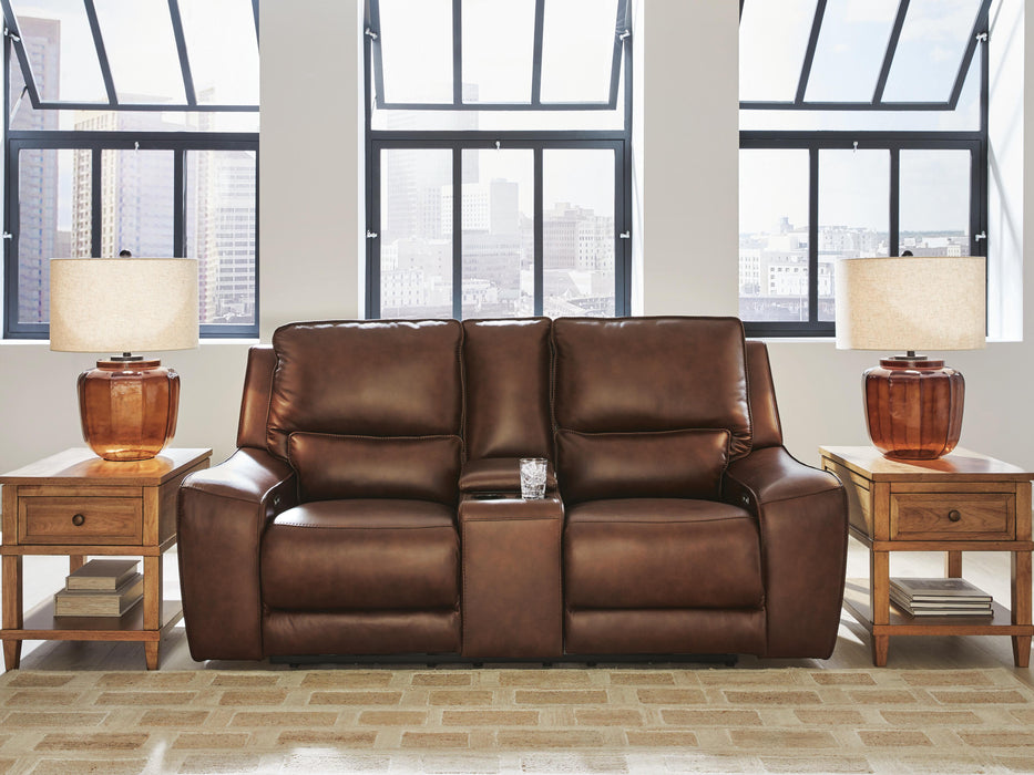 DeepWakes Power Reclining Loveseat with Console - Furniture 4 Less (Jacksonville, NC)