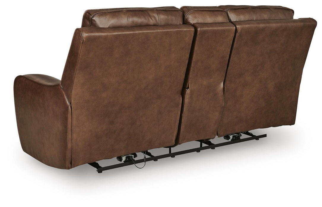 DeepWakes Power Reclining Loveseat with Console - Furniture 4 Less (Jacksonville, NC)