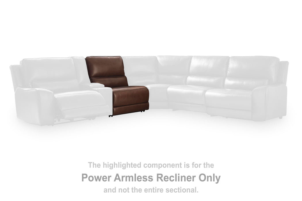 DeepWakes Reclining Sectional with Storage Console - Furniture 4 Less (Jacksonville, NC)
