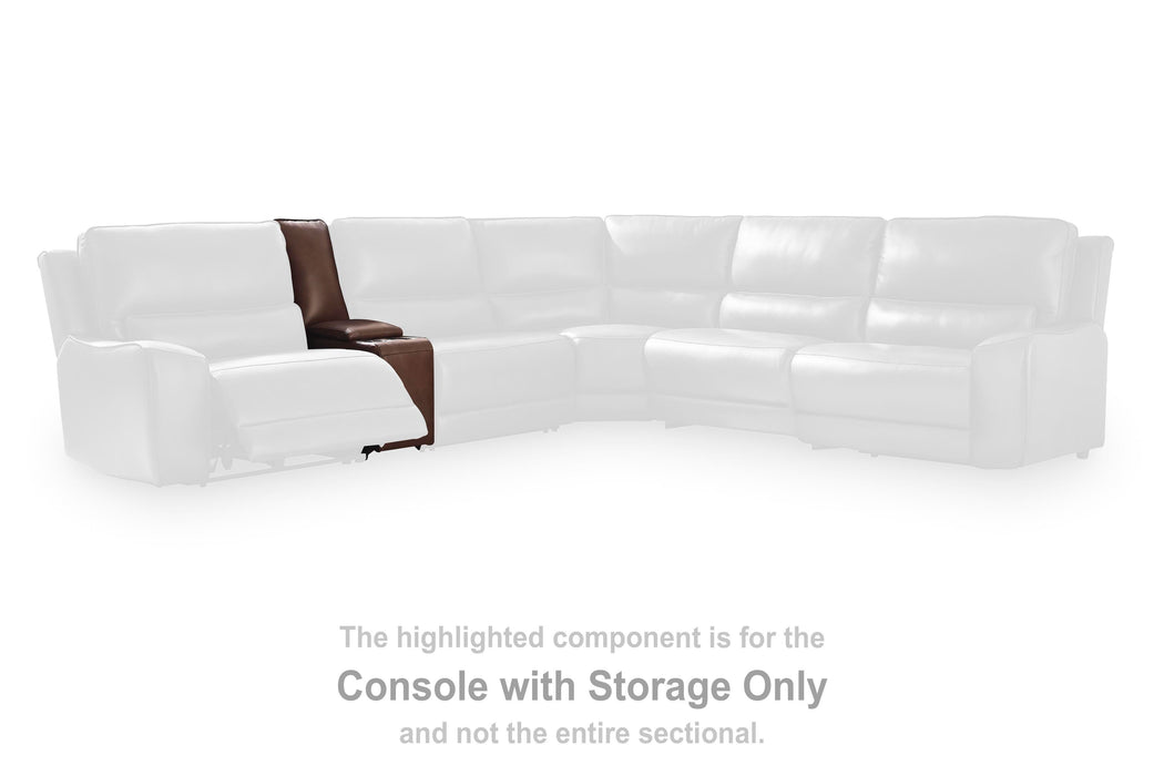 DeepWakes Reclining Sectional with Storage Console - Furniture 4 Less (Jacksonville, NC)