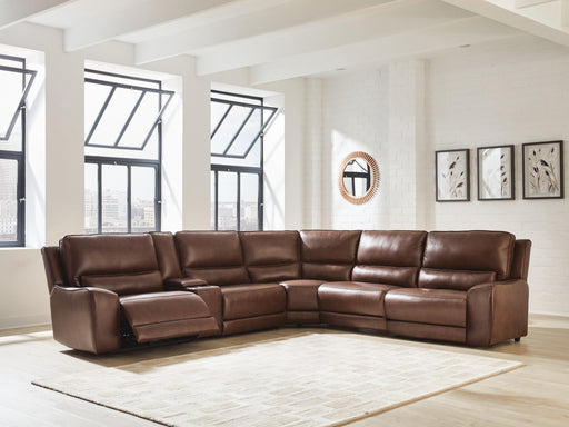 DeepWakes Reclining Sectional with Storage Console - Furniture 4 Less (Jacksonville, NC)