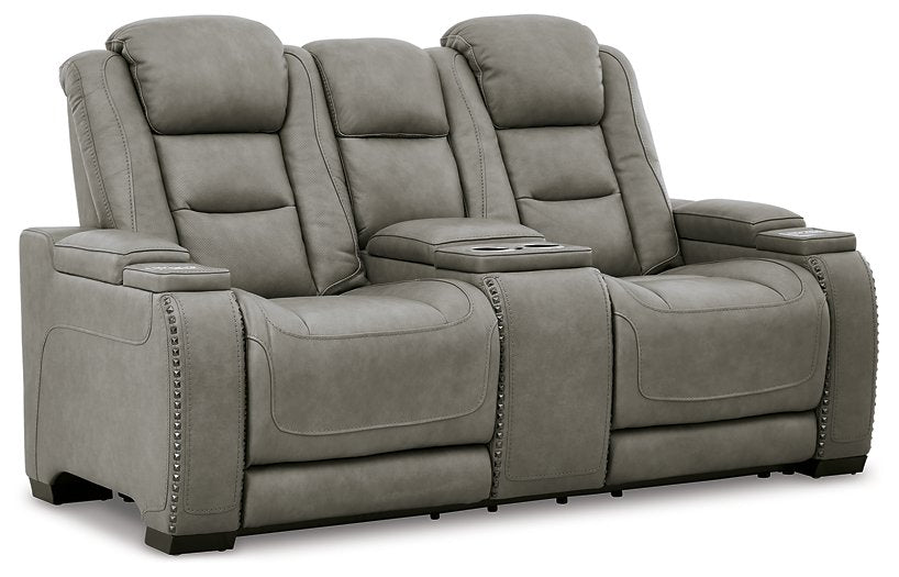 The Man-Den Power Reclining Loveseat with Console - Furniture 4 Less (Jacksonville, NC)