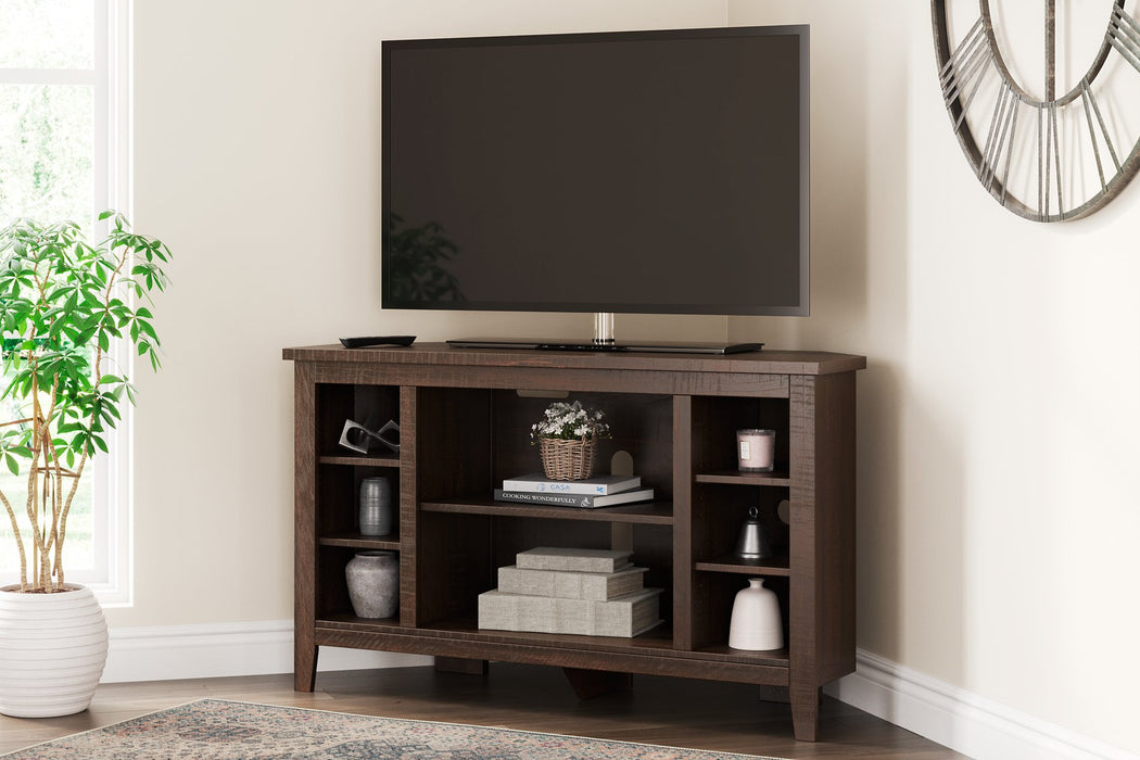 Camiburg Corner TV Stand with Electric Fireplace - Furniture 4 Less (Jacksonville, NC)