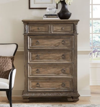 Liberty Furniture Carlisle Court 5 Drawer Chest in Chestnut with Dusty Wax - Furniture 4 Less (Jacksonville, NC)