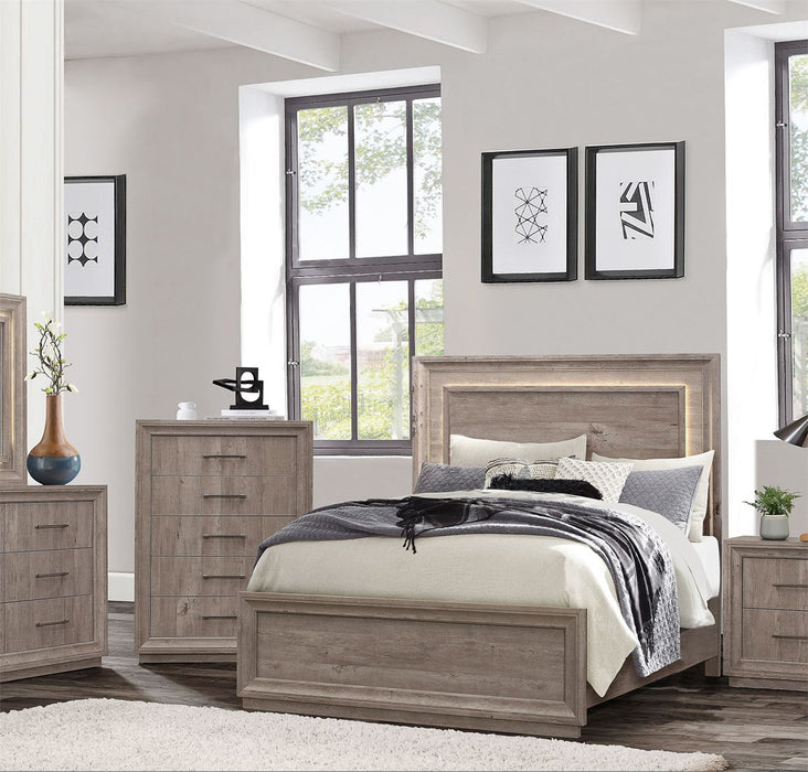 Liberty Furniture Horizons King Panel Bed with HB Lights in Graystone - Furniture 4 Less (Jacksonville, NC)