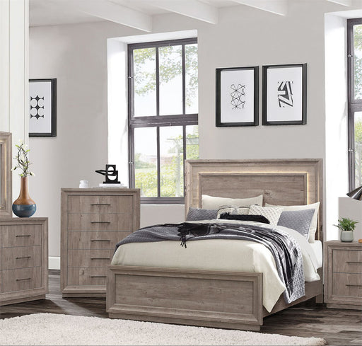 Liberty Furniture Horizons Queen Panel Bed with HB Lights in Graystone - Furniture 4 Less (Jacksonville, NC)