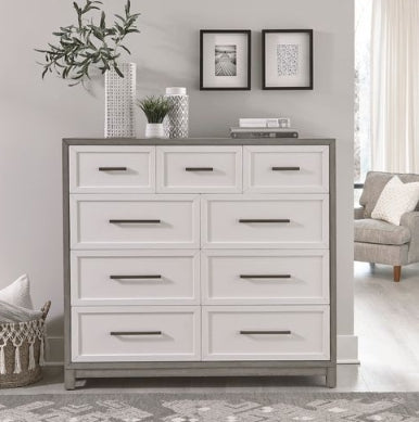 Liberty Furniture Palmetto Heights 9 Drawer Chesser in Shell White and Driftwood image